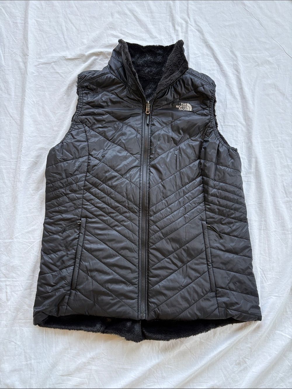 North Face Mossbud Insulated Reversible Vest Womens XL Black